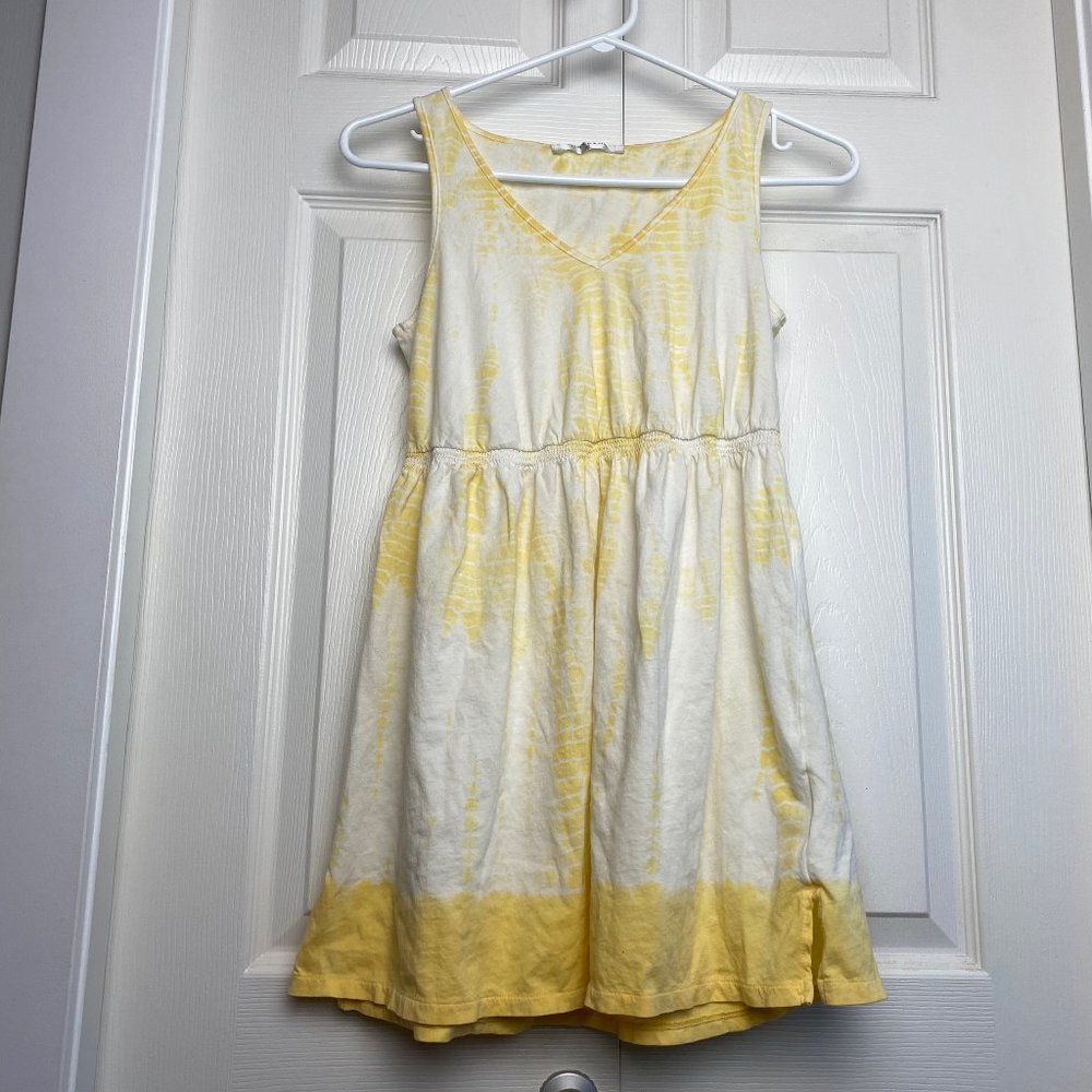 Giordano Sleeveless Yellow Cotton Tie Dye Dress Size Small